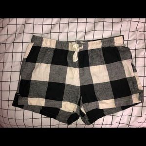 Black and White Plaid Lounge Shorts